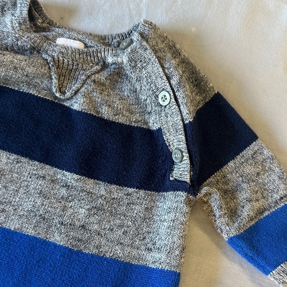 GAP - Blue and Gray Striped Kids Knit Footie - Romper/Jumpsuit - Picture 3 of 5